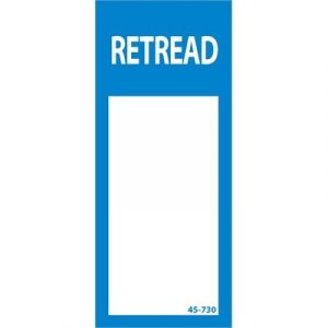 BLUE TIRE LABELS ''RETREAD'' (250/ROLL)